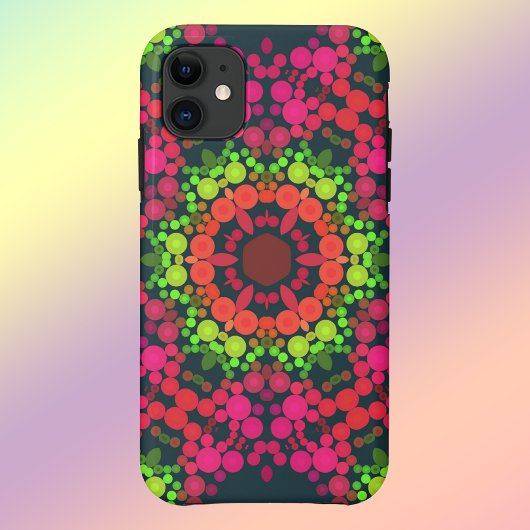 Dot Mandala Flower Pink Green en Oranje Case-Mate iPhone Case