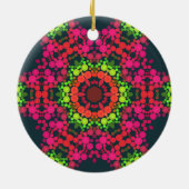 Dot Mandala Flower Pink Green en Oranje Keramisch Ornament (Achterkant)