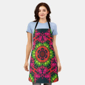 Dot Mandala Flower Pink Green en Oranje Schort (Gedragen)