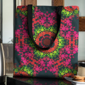 Dot Mandala Flower Pink Green en Oranje Tote Bag