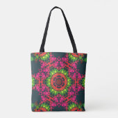 Dot Mandala Flower Pink Green en Oranje Tote Bag (Achterkant)