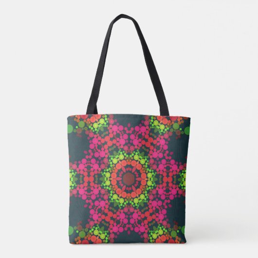 Dot Mandala Flower Pink Green en Oranje Tote Bag (Achterkant)