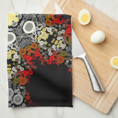 Dot Mandala Flower Red Yellow en Grey Theedoek (Quarter Fold)