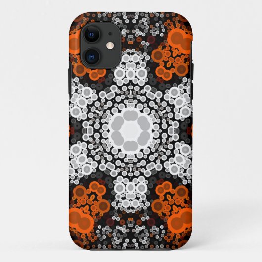 Dot Mandala Flower White Oranje and Black Case-Mate iPhone Case (Achterkant)