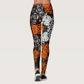 Dot Mandala Flower White Oranje and Black Leggings (Achterkant)