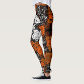 Dot Mandala Flower White Oranje and Black Leggings (Links)