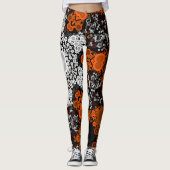 Dot Mandala Flower White Oranje and Black Leggings (Voorkant)