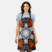 Dot Mandala Flower White Oranje and Black Schort (Gedragen)