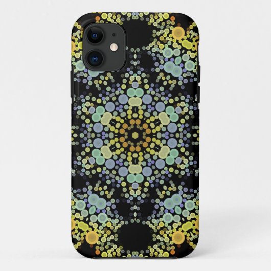 Dot Mandala Flower Yellow Blue en Grey Case-Mate iPhone Case (Achterkant)