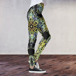 Dot Mandala Flower Yellow Blue en Grey Leggings