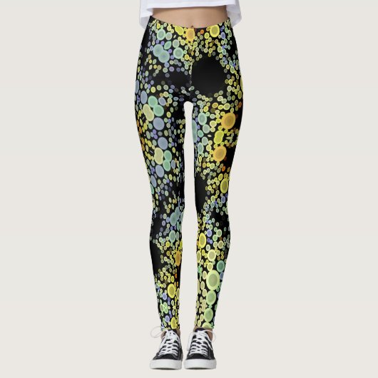 Dot Mandala Flower Yellow Blue en Grey Leggings (Voorkant)