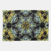 Dot Mandala Flower Yellow Blue en Grey Theedoek (Horizontaal)