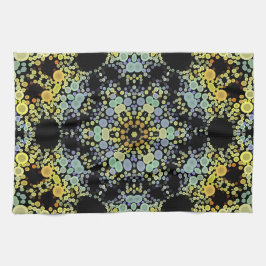 Dot Mandala Flower Yellow Blue en Grey Theedoek