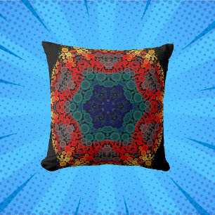 Dot Mandala Flower Yellow Blue en Red Kussen