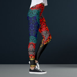 Dot Mandala Flower Yellow Blue en Red Leggings