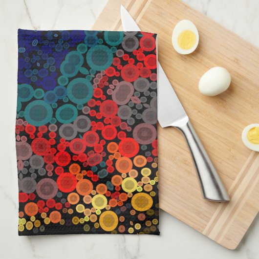 Dot Mandala Flower Yellow Blue en Red Theedoek (Quarter Fold)
