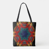 Dot Mandala Flower Yellow Blue en Red Tote Bag (Achterkant)