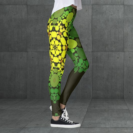 Dot Mandala Flower Yellow en Green Leggings