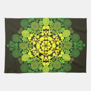 Dot Mandala Flower Yellow en Green Theedoek