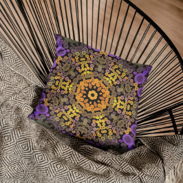 Dot Mandala Flower Yellow en Paars Kussen