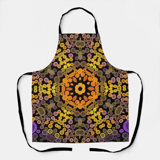 Dot Mandala Flower Yellow en Paars Schort (Voorkant)