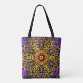 Dot Mandala Flower Yellow en Paars Tote Bag (Achterkant)