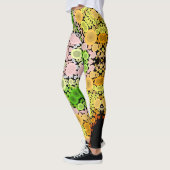 Dot Mandala Flower Yellow Green and Pink Leggings (Links)