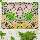 Dot Mandala Flower Yellow Green and Pink Theedoek (Gevouwen)
