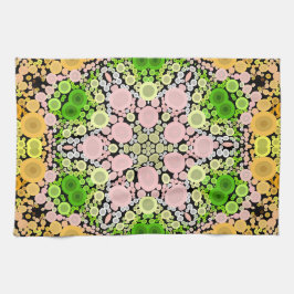 Dot Mandala Flower Yellow Green and Pink Theedoek
