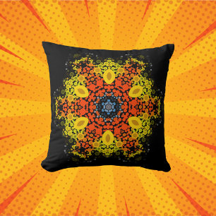 Dot Mandala Flower Yellow Oranje and Blue Kussen