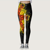 Dot Mandala Flower Yellow Oranje and Blue Leggings (Voorkant)