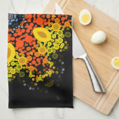 Dot Mandala Flower Yellow Oranje and Blue Theedoek (Quarter Fold)