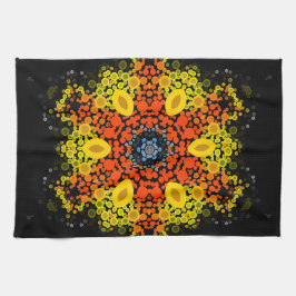 Dot Mandala Flower Yellow Oranje and Blue Theedoek