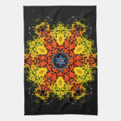 Dot Mandala Flower Yellow Oranje and Blue Theedoek (Verticaal)