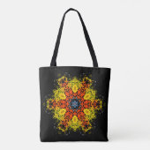 Dot Mandala Flower Yellow Oranje and Blue Tote Bag (Achterkant)
