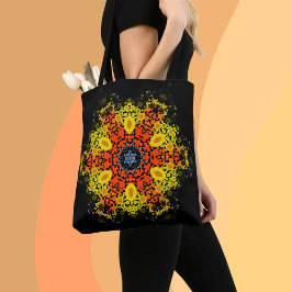 Dot Mandala Flower Yellow Oranje and Blue Tote Bag