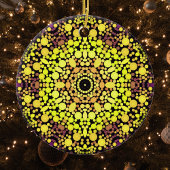 Dot Mandala Flower Yellow Paars and Black Keramisch Ornament