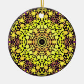 Dot Mandala Flower Yellow Paars and Black Keramisch Ornament (Voorkant)