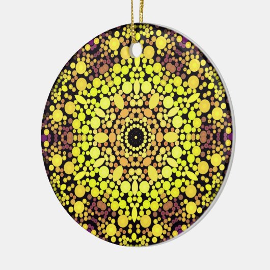 Dot Mandala Flower Yellow Paars and Black Keramisch Ornament (Links)