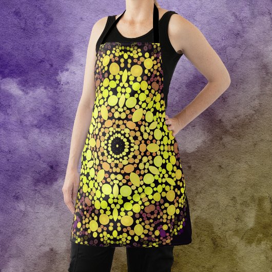 Dot Mandala Flower Yellow Paars and Black Schort