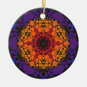 Dot Mandala Flower Yellow Paars and Blue Keramisch Ornament (Voorkant)
