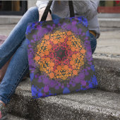 Dot Mandala Flower Yellow Paars and Blue Tote Bag