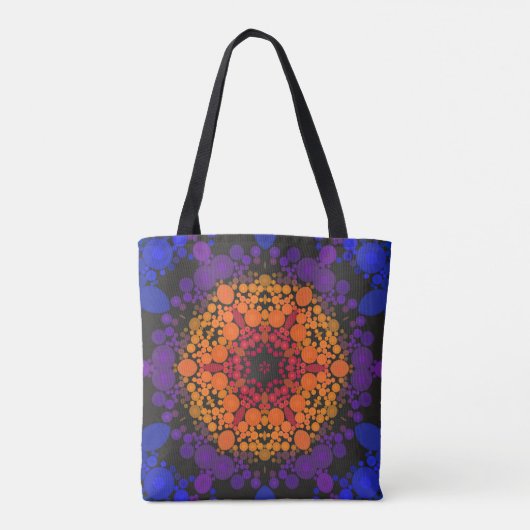 Dot Mandala Flower Yellow Paars and Blue Tote Bag (Achterkant)