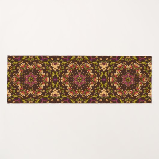 Dot Mandala Geel Paarse en Sinaasappel Yogamat (Voorkant (horizontaal))