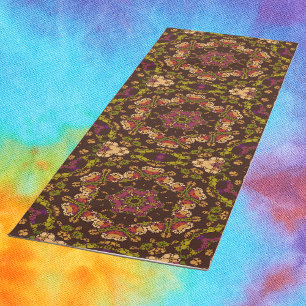 Dot Mandala Geel Paarse en Sinaasappel Yogamat
