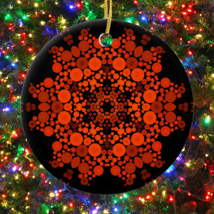 Dot Mandala Oranje en zwart Keramisch Ornament