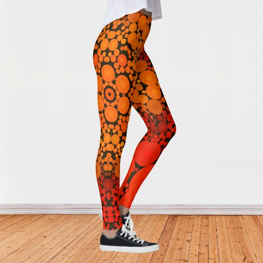 Dot Mandala Oranje en zwart Leggings