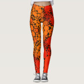 Dot Mandala Oranje en zwart Leggings (Voorkant)