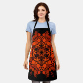 Dot Mandala Oranje en zwart Schort (Gedragen)