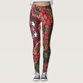 Dot Mandala Rood Groen en Wit Leggings (Voorkant)